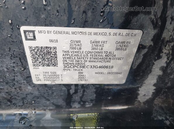 3GCPCREC3JG460618 2018 CHEVROLET SILVERADO Black Engine compartment view