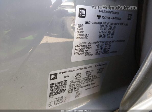 3GCPDBEK4RG389386 2024 CHEVROLET SILVERADO Silver Vista del compartimento del motor