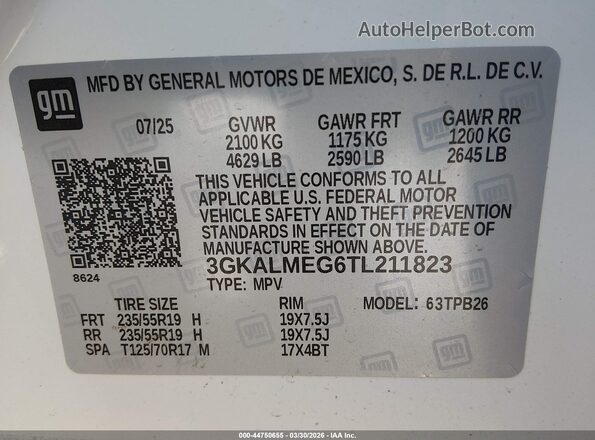 3GKALMEG6TL211823 2026 GMC TERRAIN Белый Вид подкапотного пространства