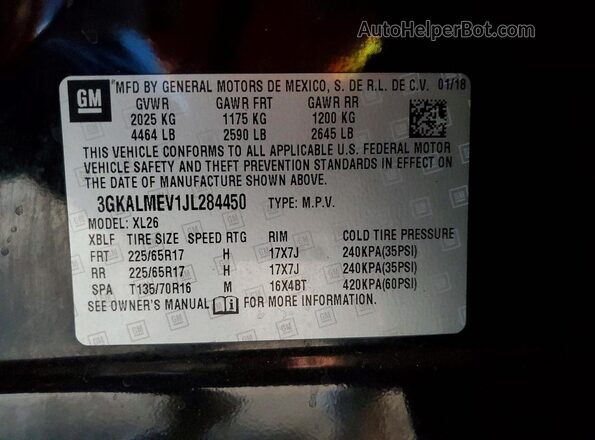 3GKALMEV1JL284450 2018 GMC TERRAIN Black Vista del compartimento del motor
