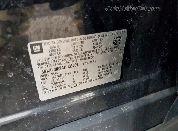3GKALMEX4JL135709 2018 GMC TERRAIN Черный Вид наклейки с VIN-кодом