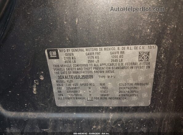 3GKALTEV0JL250509 2018 GMC TERRAIN Серый Вид подкапотного пространства