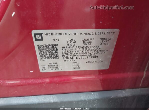 3GKALTEV8LL153383 2020 GMC TERRAIN Красный Вид подкапотного пространства