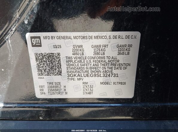 3GKALUEG9SL324731 2025 GMC TERRAIN Черный Вид подкапотного пространства