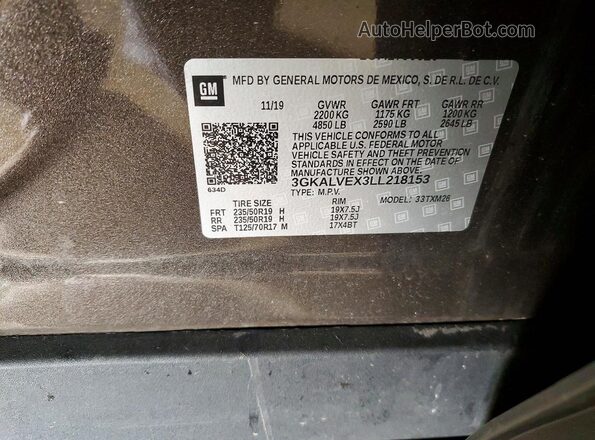 3GKALVEX3LL218153 2020 GMC TERRAIN Серый Вид наклейки с VIN-кодом