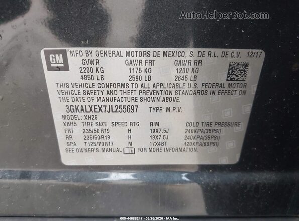 3GKALXEX7JL255697 2018 GMC TERRAIN Серый Вид подкапотного пространства
