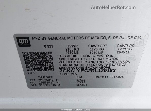 3GKALYEG2RL129183 2024 GMC TERRAIN White Widok komory silnika