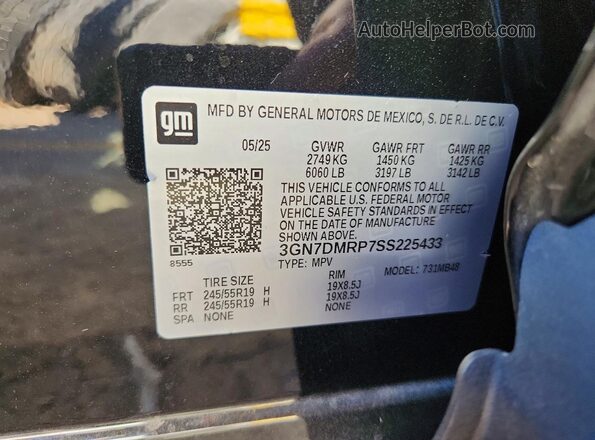 3GN7DMRP7SS225433 2025 CHEVROLET EQUINOX Black VIN sticker view