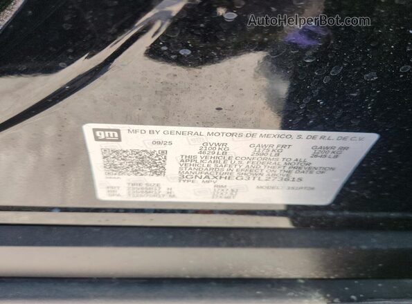 3GNAXHEG3TL273615 2026 CHEVROLET EQUINOX Black Вид наклейки з VIN-кодом