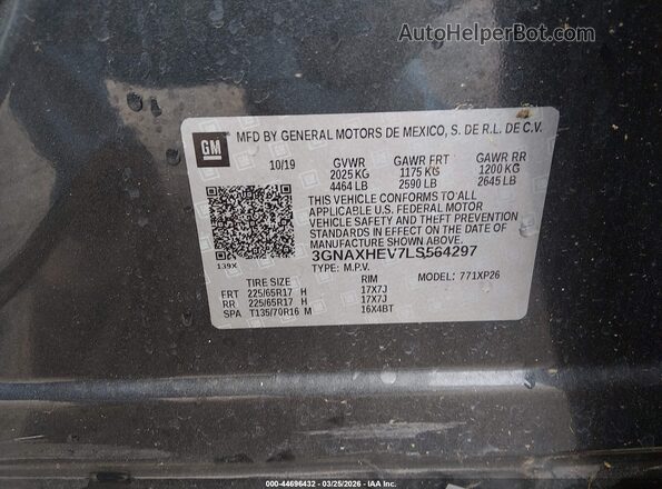 3GNAXHEV7LS564297 2020 CHEVROLET EQUINOX Gray Widok komory silnika