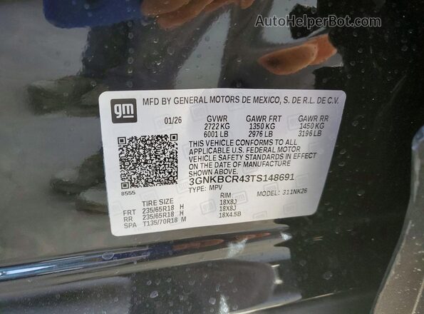 3GNKBCR43TS148691 2026 CHEVROLET BLAZER Черный Панорамный вид салона 360°
