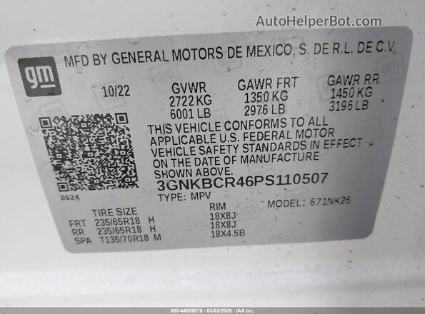 3GNKBCR46PS110507 2023 CHEVROLET BLAZER White Vista del compartimento del motor