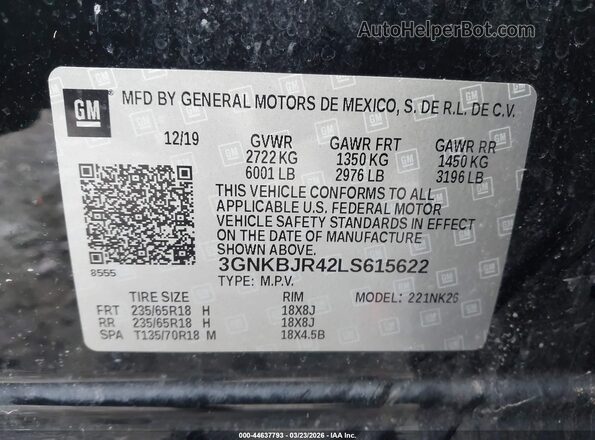 3GNKBJR42LS615622 2020 CHEVROLET BLAZER Черный Вид подкапотного пространства