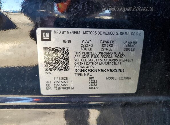 3GNKBKRS6KS683201 2019 CHEVROLET BLAZER Black Widok komory silnika