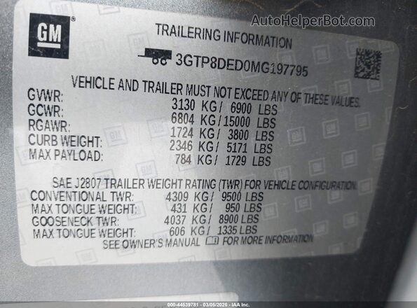 3GTP8DED0MG197795 2021 GMC SIERRA Серый Вид подкапотного пространства