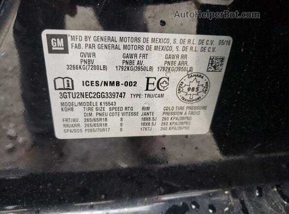 3GTU2NEC2GG339747 2016 GMC SIERRA Black Widok komory silnika