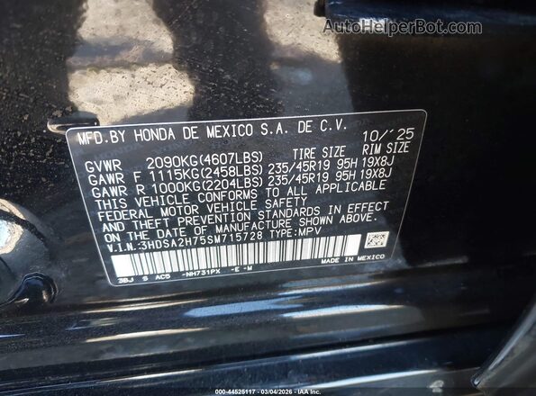 3HDSA2H75SM715728 2025 ACURA ADX Black Вид підкапотного простору