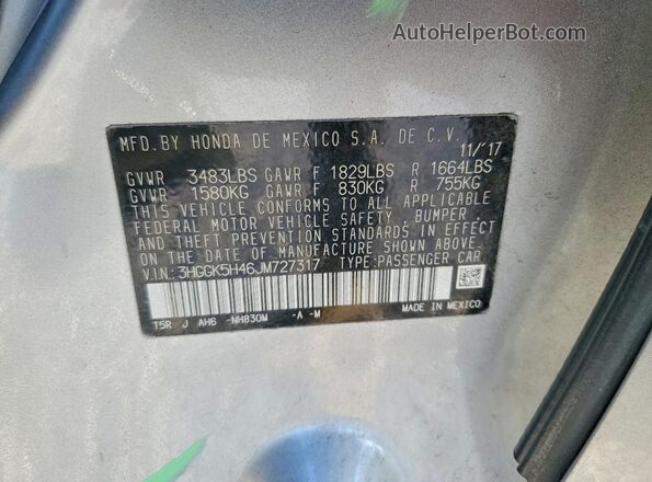 3HGGK5H46JM727317 2018 HONDA FIT Серебряный Вид подкапотного пространства