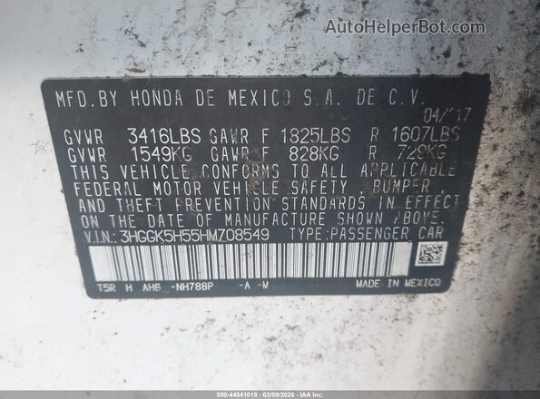 3HGGK5H55HM708549 2017 HONDA FIT Белый Вид подкапотного пространства