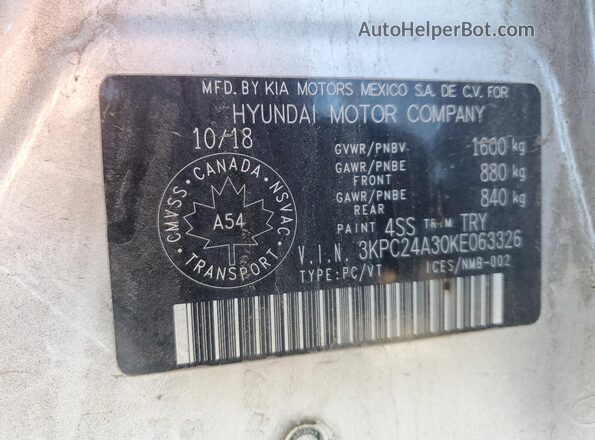 3KPC24A30KE063326 2019 HYUNDAI ACCENT Серебряный Вид подкапотного пространства
