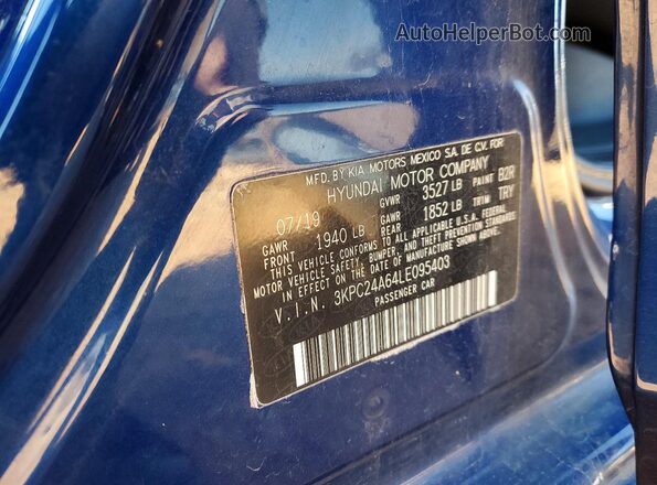 3KPC24A64LE095403 2020 HYUNDAI ACCENT Синий Вид подкапотного пространства