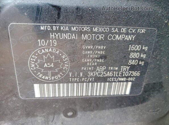 3KPC25A61LE107366 2020 HYUNDAI ACCENT Black Vista del compartimento del motor