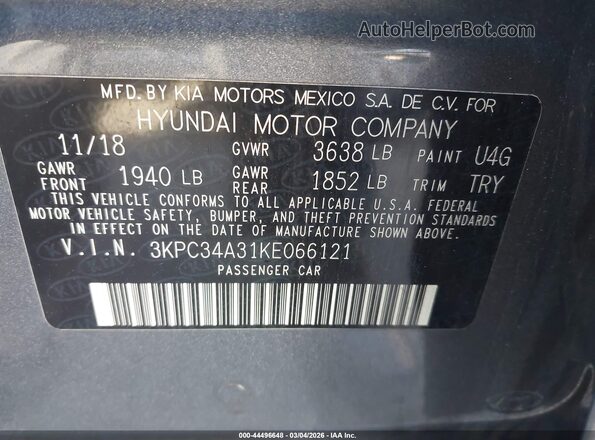 3KPC34A31KE066121 2019 HYUNDAI ACCENT Серый Вид подкапотного пространства