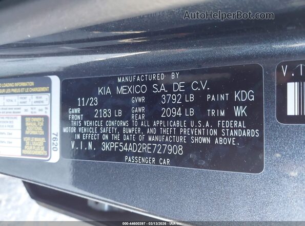3KPF54AD2RE727908 2024 KIA FORTE Серый Вид подкапотного пространства