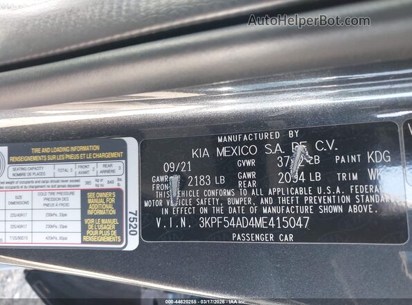 3KPF54AD4ME415047 2021 KIA FORTE Серый Вид подкапотного пространства