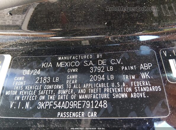 3KPF54AD9RE791248 2024 KIA FORTE Черный Вид подкапотного пространства