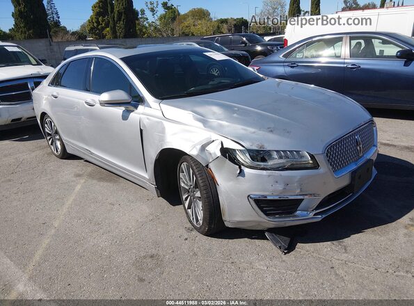 3LN6L5MU2HR644537 2017 LINCOLN MKZ HYBRID Серебряный Передняя правая четверть