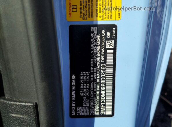 3MF13DM09P8D02560 2023 BMW M2 Blue Widok komory silnika