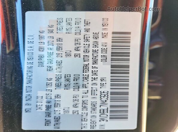 3MVDMBBL7NM403906 2022 MAZDA CX-30 Black Widok naklejki z numerem VIN