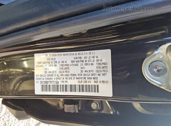 3MVDMBBM7RM701984 2024 MAZDA CX-30 Черный Вид наклейки с VIN-кодом