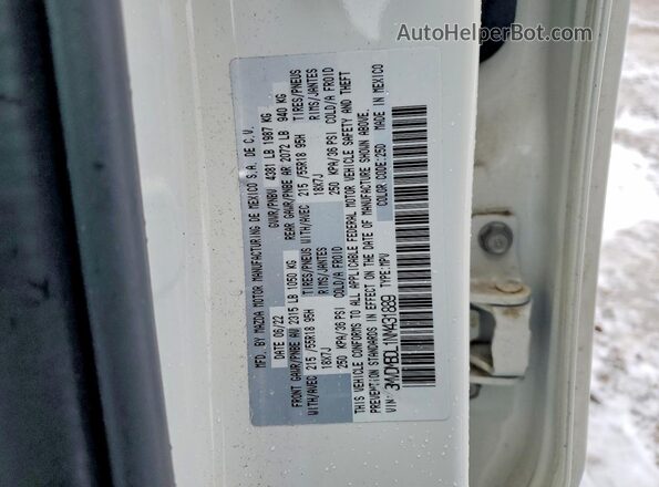 3MVDMBDL1NM431889 2022 MAZDA CX-30 Белый Вид наклейки с VIN-кодом
