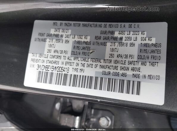 3MVDMBEY5MM306418 2021 MAZDA CX-30 Серый Вид подкапотного пространства