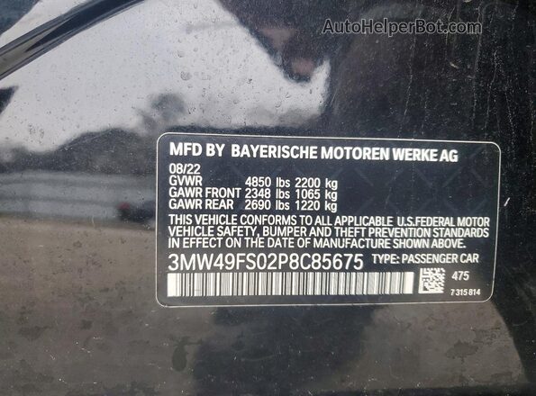 3MW49FS02P8C85675 2023 BMW M3 Black Շարժիչի բաժամունքի տեսք
