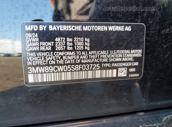 3MW89CW05S8F03725 2025 BMW OTHER Черный Вид подкапотного пространства