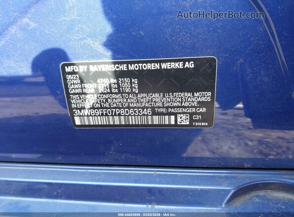 3MW89FF07P8D63346 2023 BMW OTHER Синий Вид подкапотного пространства