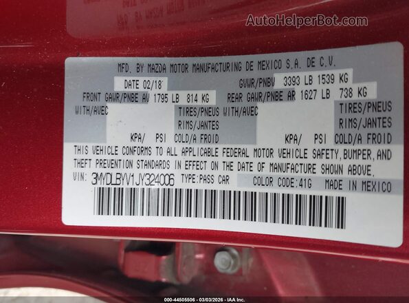 3MYDLBYV1JY324006 2018 TOYOTA YARIS IA Red Widok komory silnika