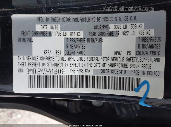 3MYDLBYV7HY159069 2017 TOYOTA YARIS IA Black Widok komory silnika
