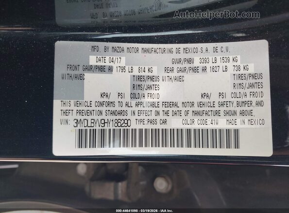 3MYDLBYV9HY186290 2017 TOYOTA YARIS IA Black Vista del compartimento del motor