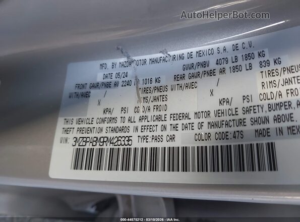 3MZBPABM9RM426335 2024 MAZDA 3 Cream Вид підкапотного простору