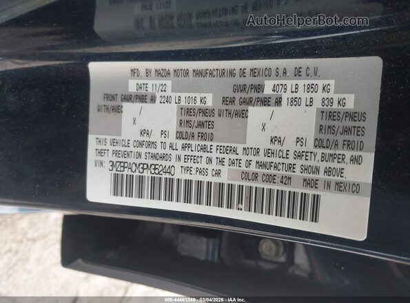 3MZBPACM3PM352440 2023 MAZDA 3 Синий Вид подкапотного пространства