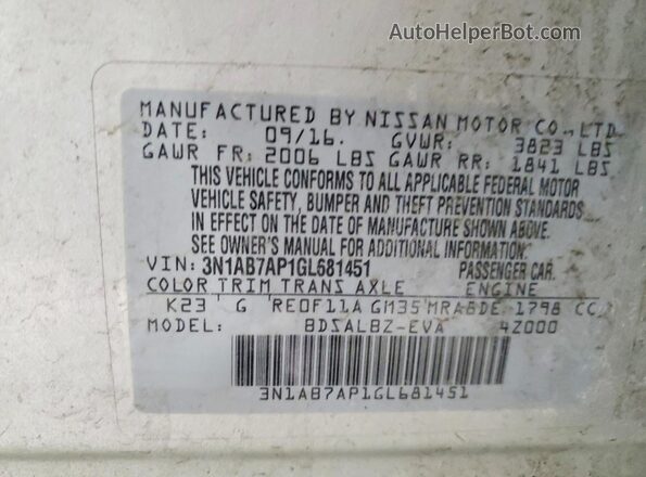 3N1AB7AP1GL681451 2016 NISSAN SENTRA Silver ძრავის განყოფილების ხედი