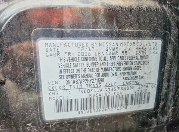 3N1AB7AP2HY271598 2017 NISSAN SENTRA Black Engine compartment view