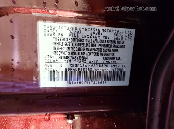 3N1AB8CV4SY306814 2025 NISSAN SENTRA Бордовый Вид подкапотного пространства