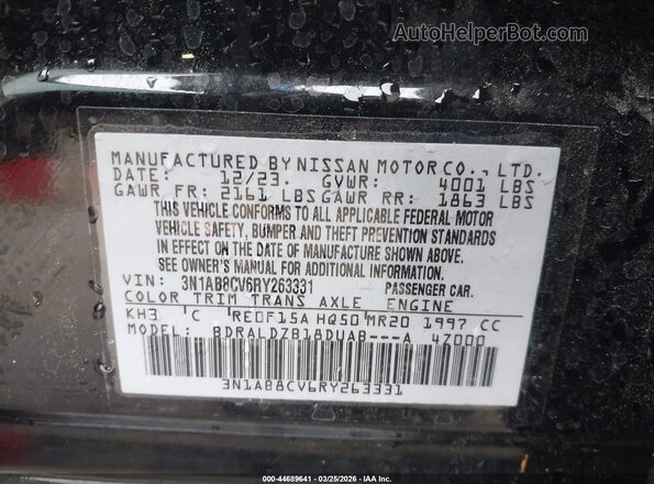3N1AB8CV6RY263331 2024 NISSAN SENTRA Черный Вид подкапотного пространства