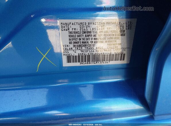 3N1AB8CV6RY326167 2024 NISSAN SENTRA Синий Вид подкапотного пространства