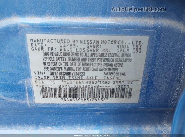3N1AB8CV8RY244523 2024 NISSAN SENTRA Blue ძრავის განყოფილების ხედი